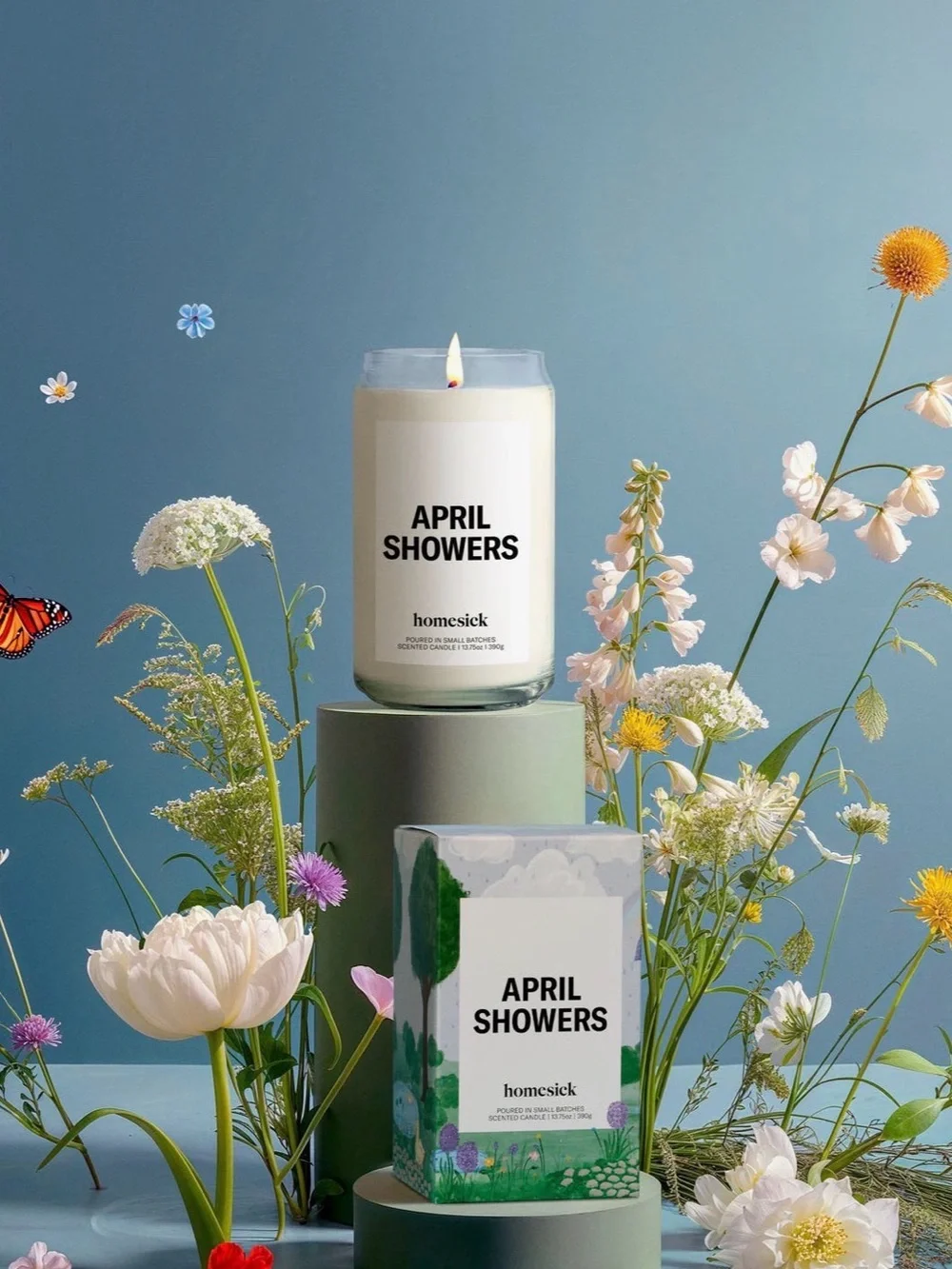 Homesick Candles “April Showers” Scented Candle RARE SCENT New in Box